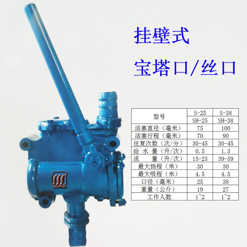SH-38手摇泵清水挂壁S25活塞吸送油类液体手动水泵落地人防手摇泵图3