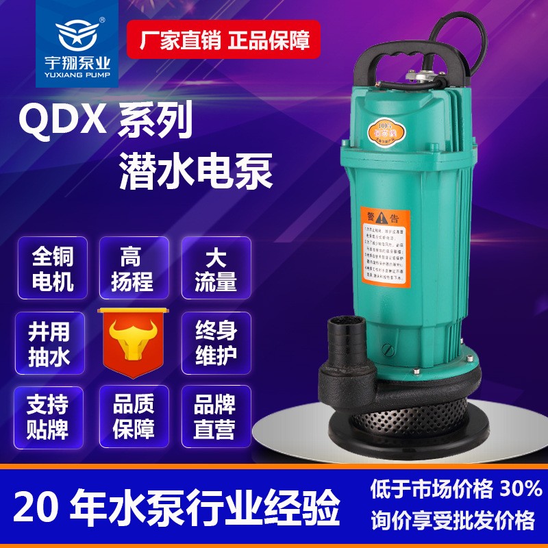 QDX潜水泵灌溉抽水机小型便携电动清水泵1寸家用抽水泵单 相潜水泵图3