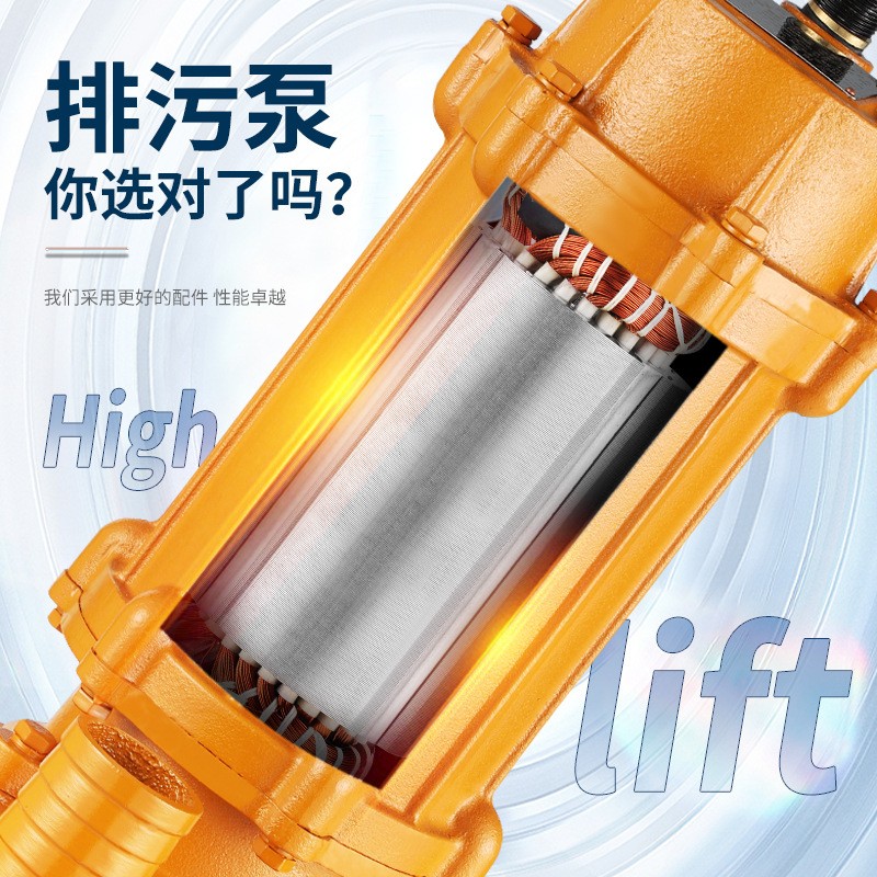 2寸工程污水电泵 WQX10-24-1.5高扬程抽水泵 工地排污水 WQX潜水泵图2