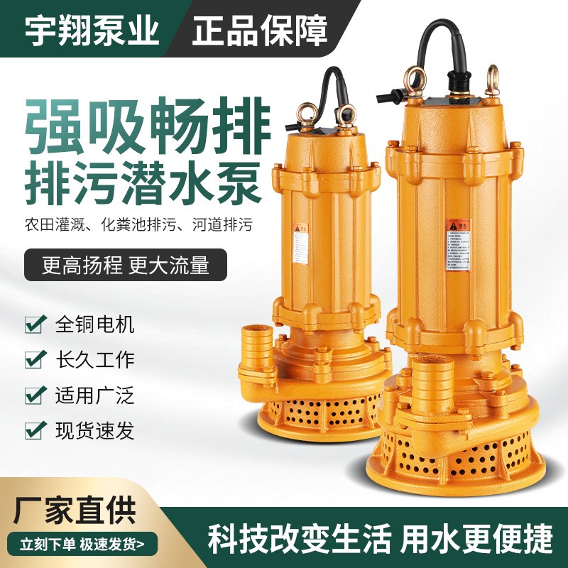 WQX10-24-1.5kw高扬程污水泵三相工程排污潜水泵无堵塞2 寸污水泵图3